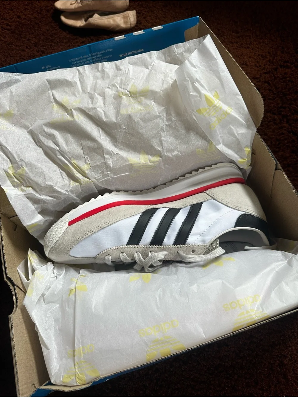 adidas SL 72 White Grey Black with Red Midsole Stripe